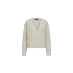 Mos Mosh Thora V-neck knit cardigan in ecru, front view – 99things.ch