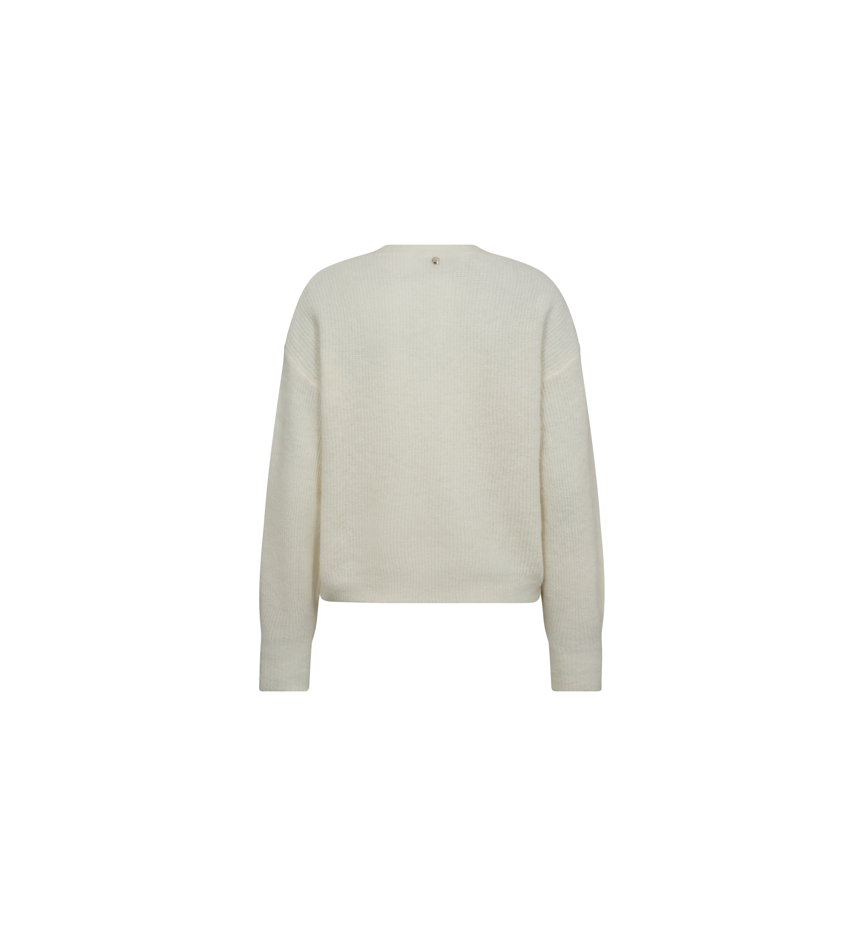 Mos Mosh Thora V-neck knit cardigan in ecru, back view – 99things.ch