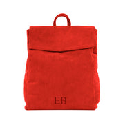 Emmy Boo Red Backpack Lipari in suede crust leather features a customizable monogram and a top handle.