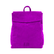 Emmy Boo Backpack Lipari in magenta suede crust leather with monogram - Made in Italy