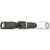 Baltea reversible leather belt in green and white with a rose-gold buckle