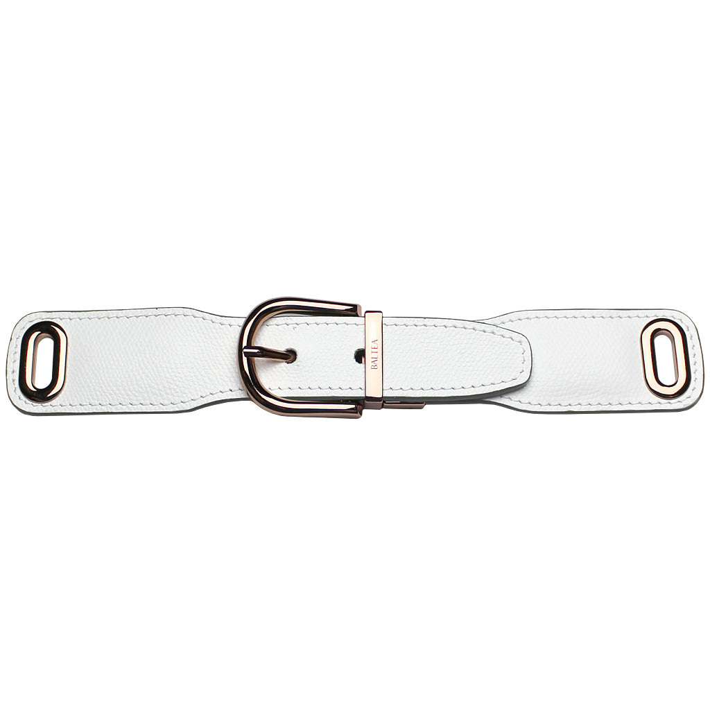 Baltea green and white reversible leather belt, buckle detail
