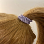 KKNEKKI lavender glitter hair elastic, front view, soft woven design