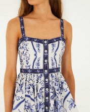 Farm Rio Off-White Porcelain Garden Buttoned Mini Dress View of the beautiful Dress.