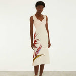 Farm Rio Sand Strelitzia Midi Dress Front View