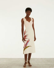 Farm Rio Sand Strelitzia Midi Dress Front View