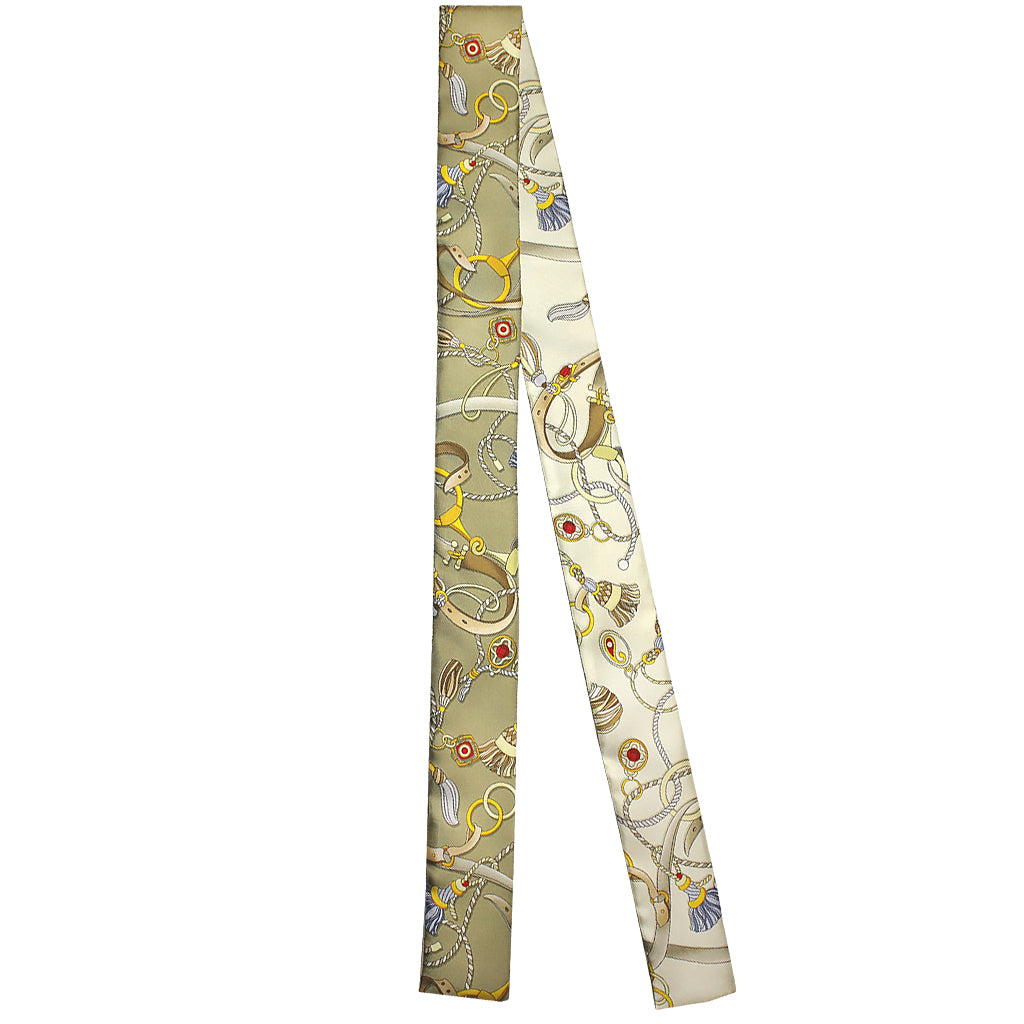 Baltea Le Manège carousel-print silk twilly scarf in beige