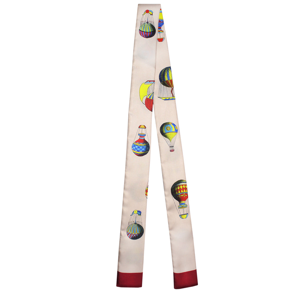 Baltea Montgolfière hot-air-balloon silk twilly scarf in red