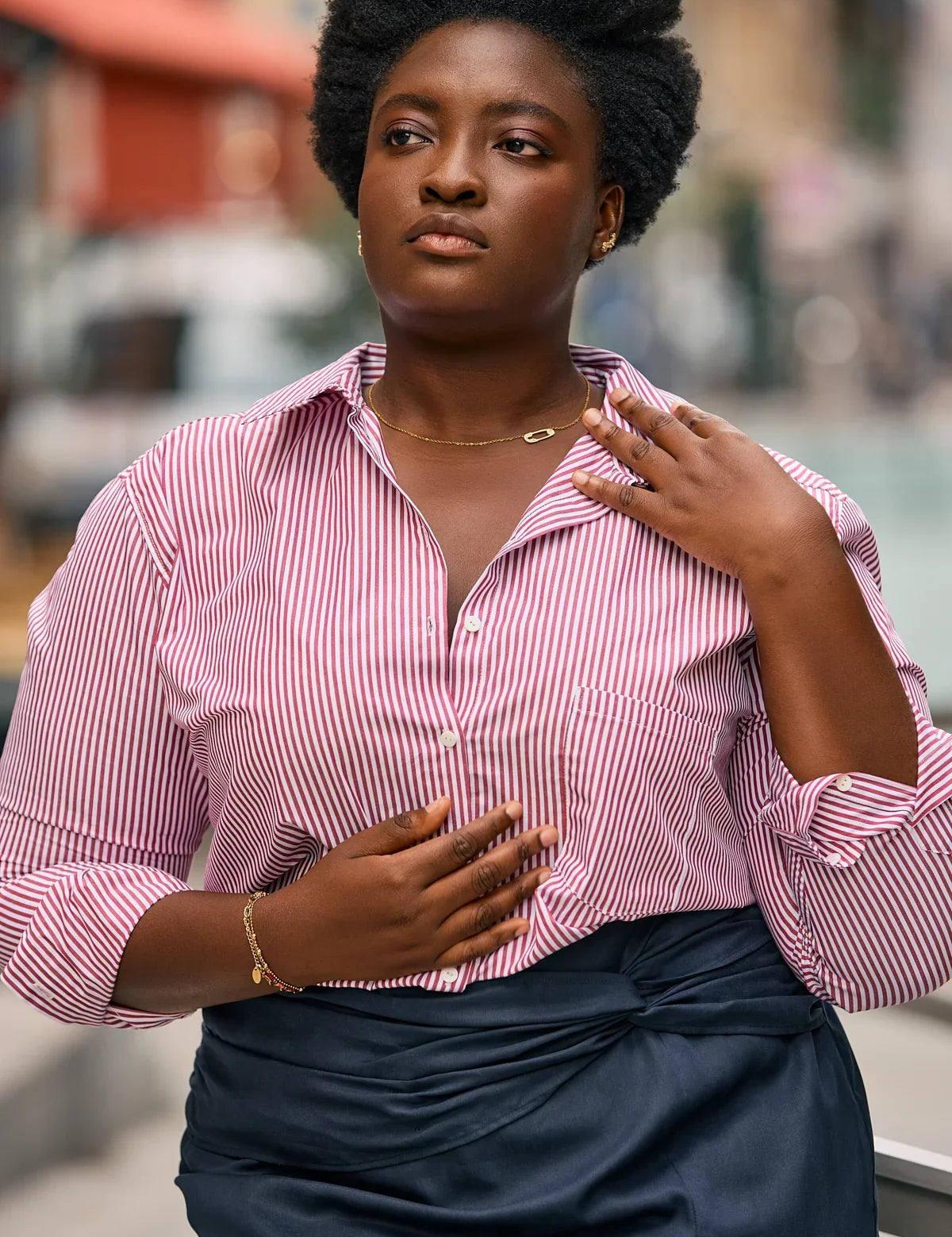 KS vestiaire intemporel chemise rayée rose pour femme