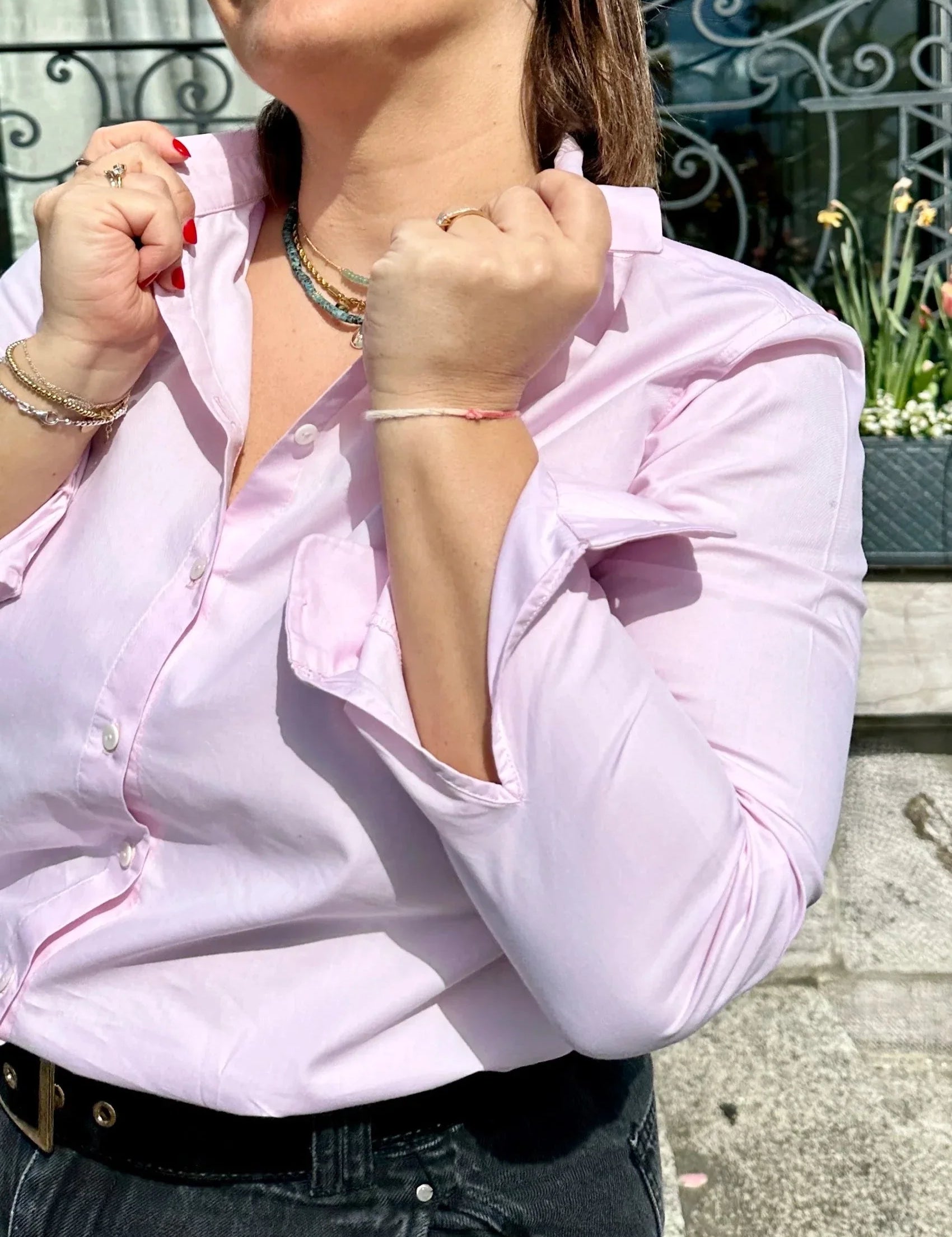 Women's Pink Cotton Shirt - Sustainable Fashion Essential