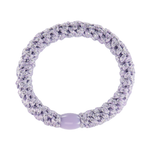 KKNEKKI lavender glitter hair elastic, front view, soft woven design
