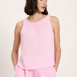 Pink Linen Sleeveless Top — Orchid