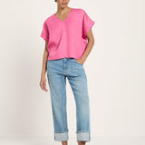 Draped V-Neck Top - Orchid Pink