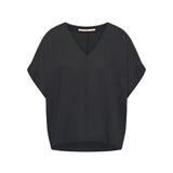Draped V-Neck Top - Midnight Blue
