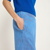 Linen & Organic Cotton Wide-Leg Culottes - Sky Blue