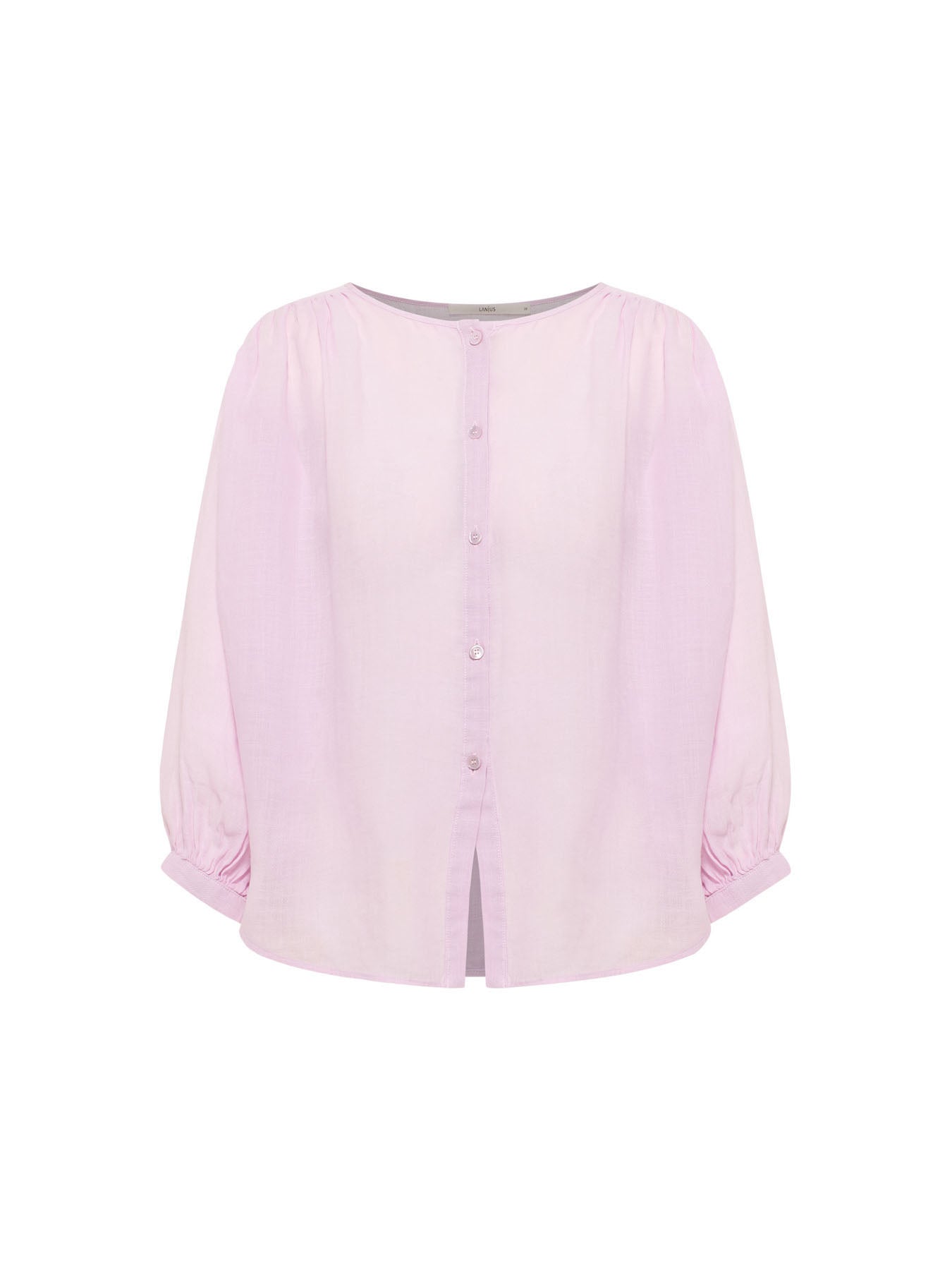 Gathered Ramie Blouse — Powder Pink