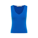 V-Neck Rib Knit Top - Lapis Blue