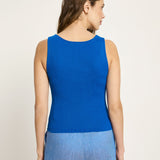 V-Neck Rib Knit Top - Lapis Blue