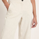 Pinstripe Marlene Trousers - Ecru & Black