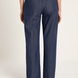 Marlene Pinstripe Trousers | Navy & White