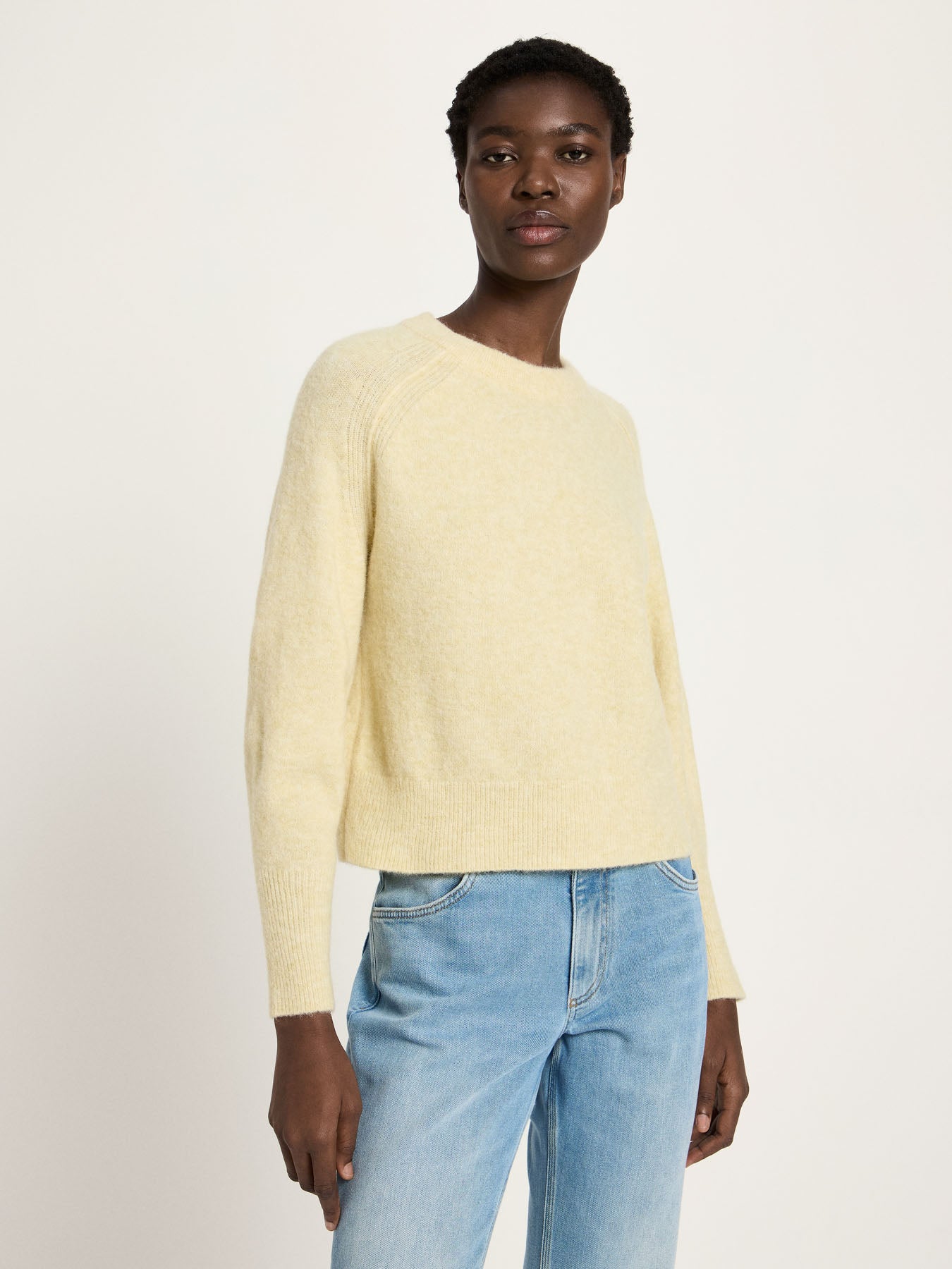 LANIUS Raglan Sweater in pastel sun melange stripes – alpaca & virgin wool, 99things.ch