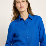 LANIUS Shirt Blouse (GOTS) in lapis – organic linen, 99things.ch
