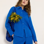 LANIUS Shirt Blouse (GOTS) in lapis – organic linen, 99things.ch