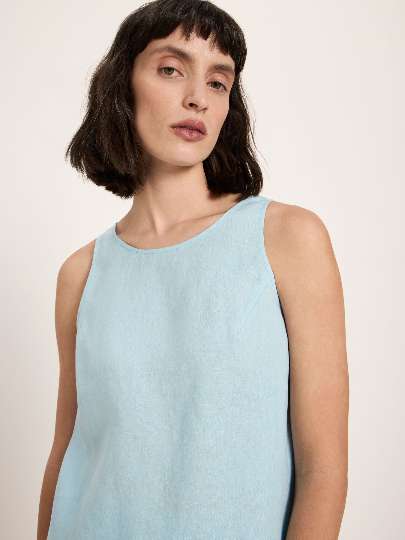 Organic Linen Sleeveless Top — Sky Blue