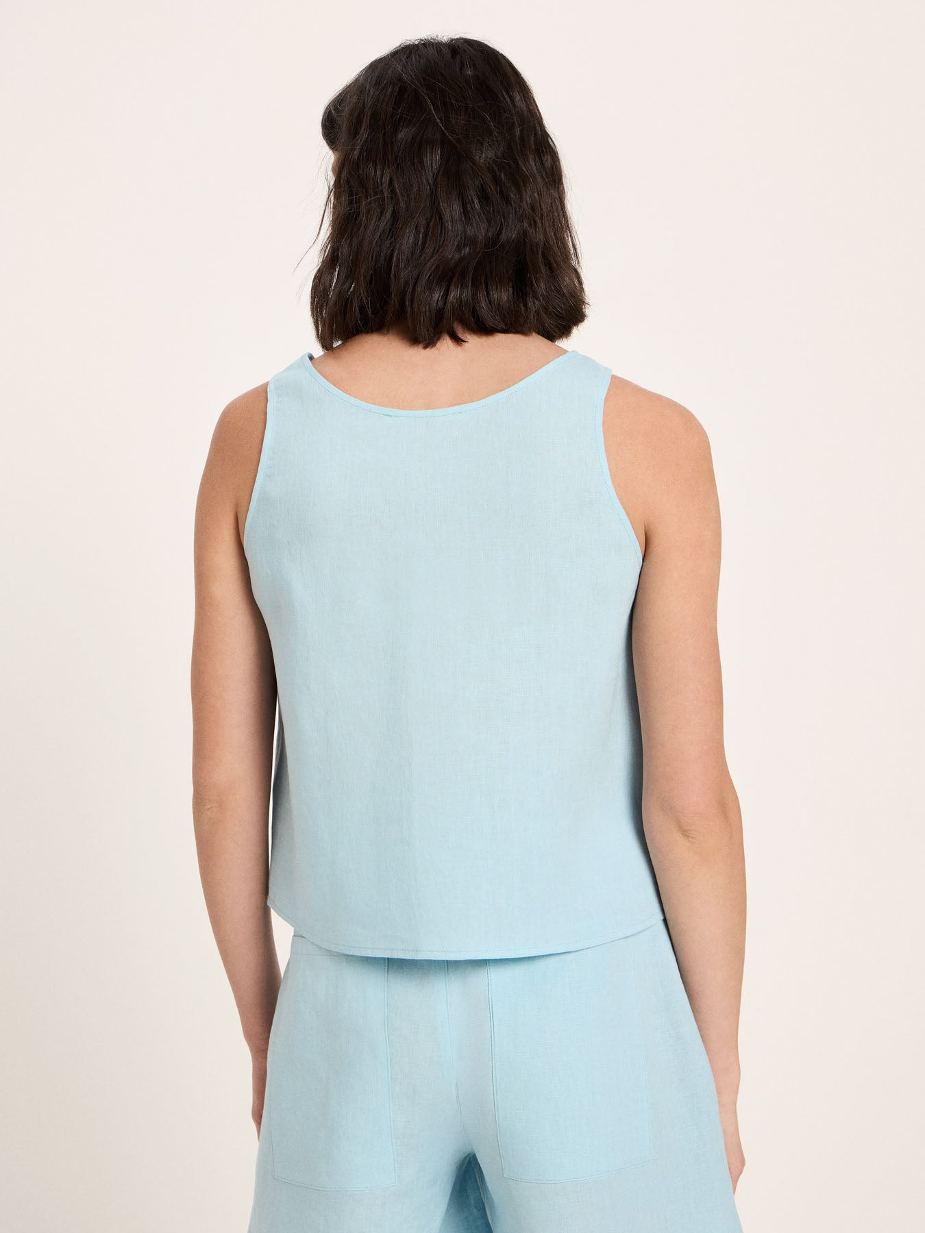 Organic Linen Sleeveless Top — Sky Blue