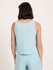 Organic Linen Sleeveless Top — Sky Blue