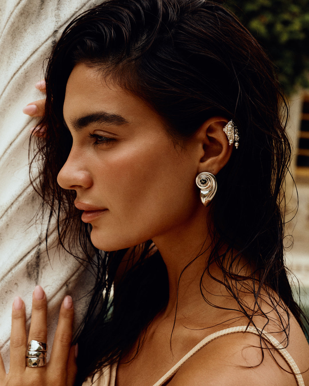 Luv AJ Palma Shell Studs on model