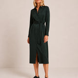Shirt Dress — Forest Green