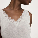 Lace Trim Organic Cotton Vest – Grey Marl