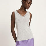 Lace Trim Organic Cotton Vest – Grey Marl