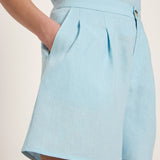 Organic Linen Shorts — Sky Blue