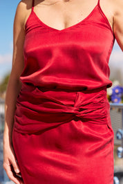 Mini jupe Katya cupro rouge bordeaux