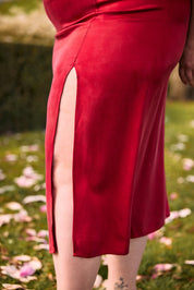 Jupe longue rouge Katya Cupro