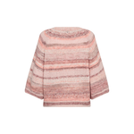 Back view of MMEdele Knit Pullover in Peachy, round neckline and melange pattern visible