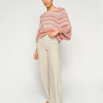MMEdele Knit Pullover in Peachy, front view on model, 3/4 sleeves visible