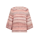 MMEdele Knit Pullover in Peachy laid flat, showcasing melange pattern and texture