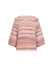 MMEdele Knit Pullover in Peachy laid flat, showcasing melange pattern and texture