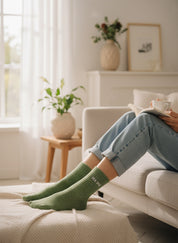 Ma Vie Glitter Message Socks - Almond Green