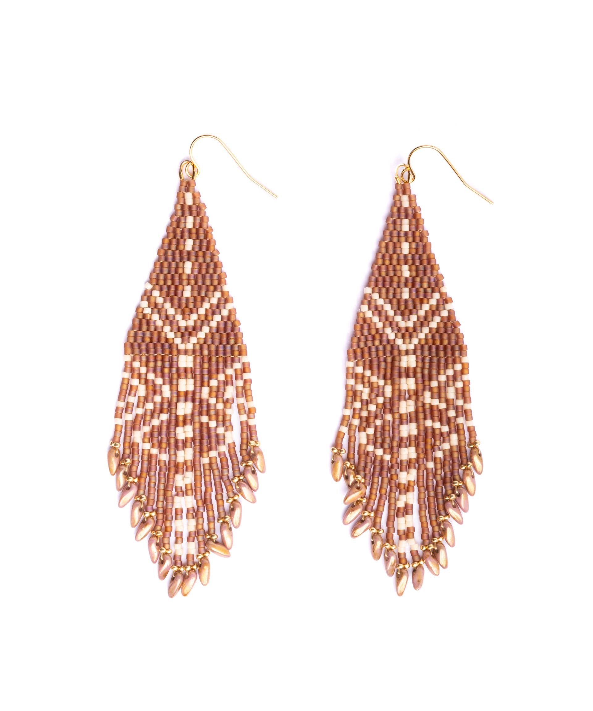 Beaded-Handwoven-Taos-Fringe-Earrings-Light-Brown-White