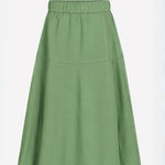 Sage Green A-Line Midi Skirt  by Scandinavian Brand Mos Mosh - front view