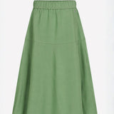Sage Green A-Line Midi Skirt  by Scandinavian Brand Mos Mosh - front view
