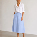Model wearing Mos Mosh MMEllaja Skirt in Blue