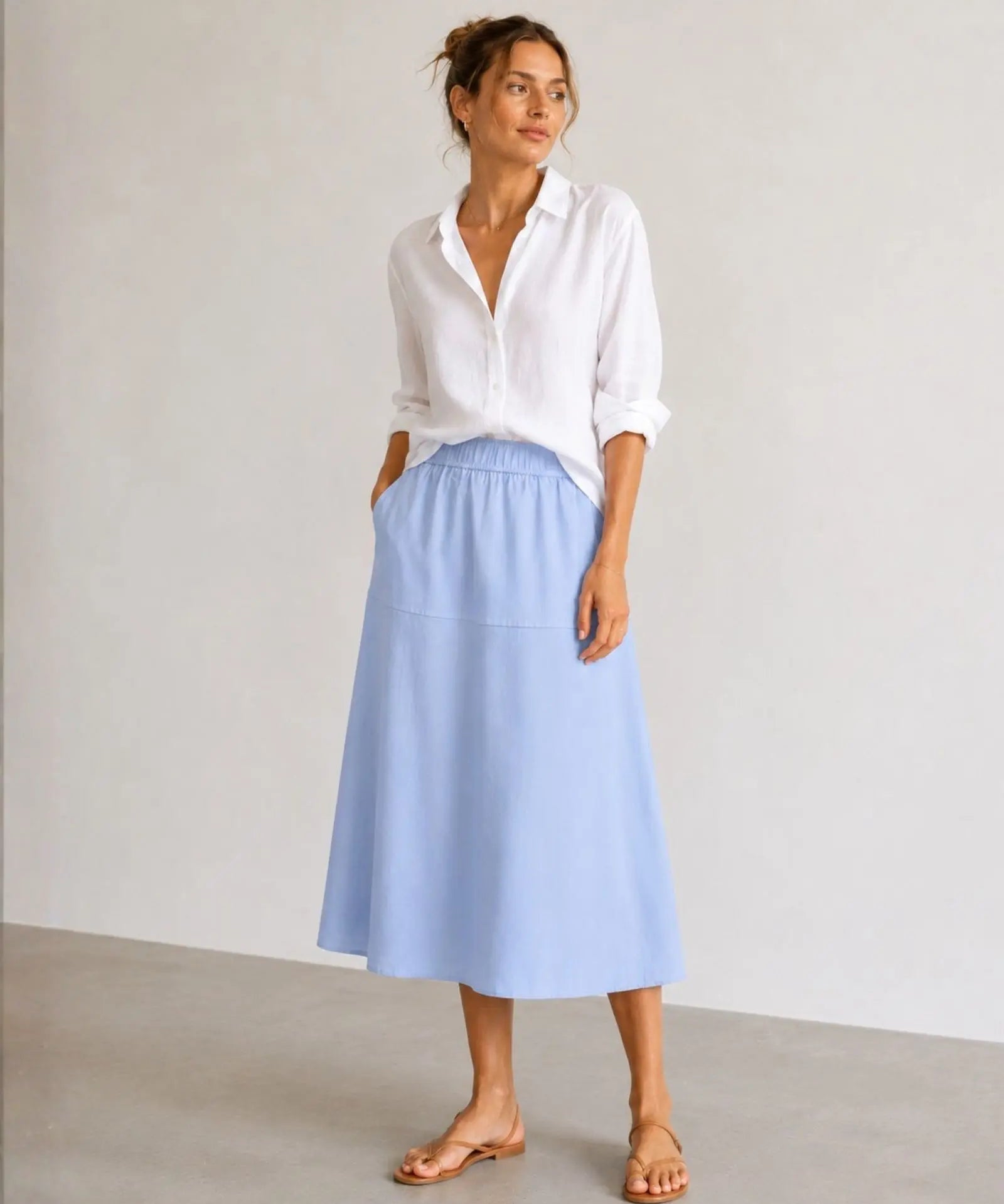 Model wearing Mos Mosh MMEllaja Skirt in Blue