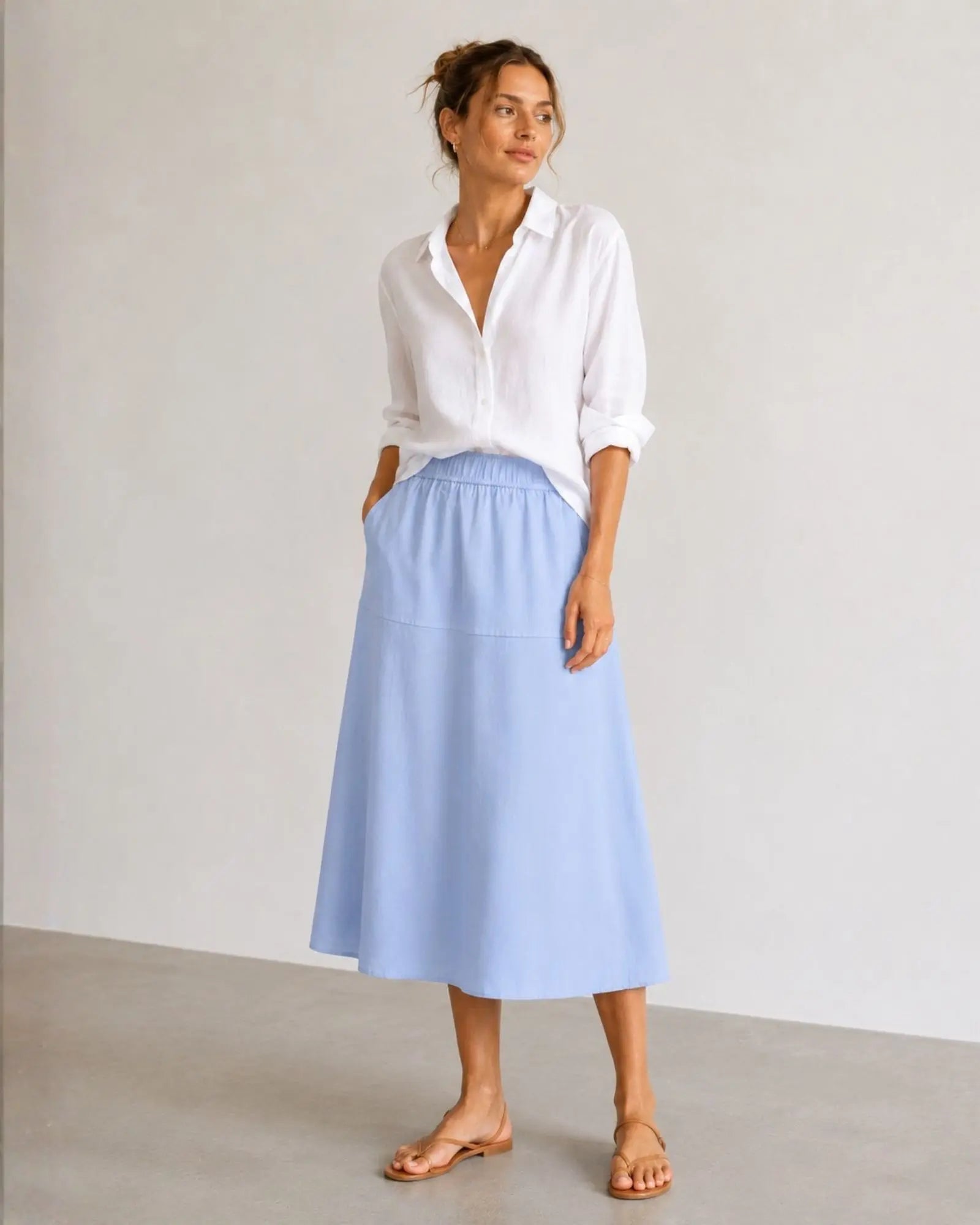 Model wearing Mos Mosh MMEllaja Skirt in Blue