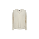 Mos Mosh Thora V-neck knit in ecru, front view – 99things.ch