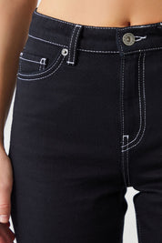  Ra Denim-Mira Boyfriend Fit Stay Black Contrast Stitch Women's Jeans-5